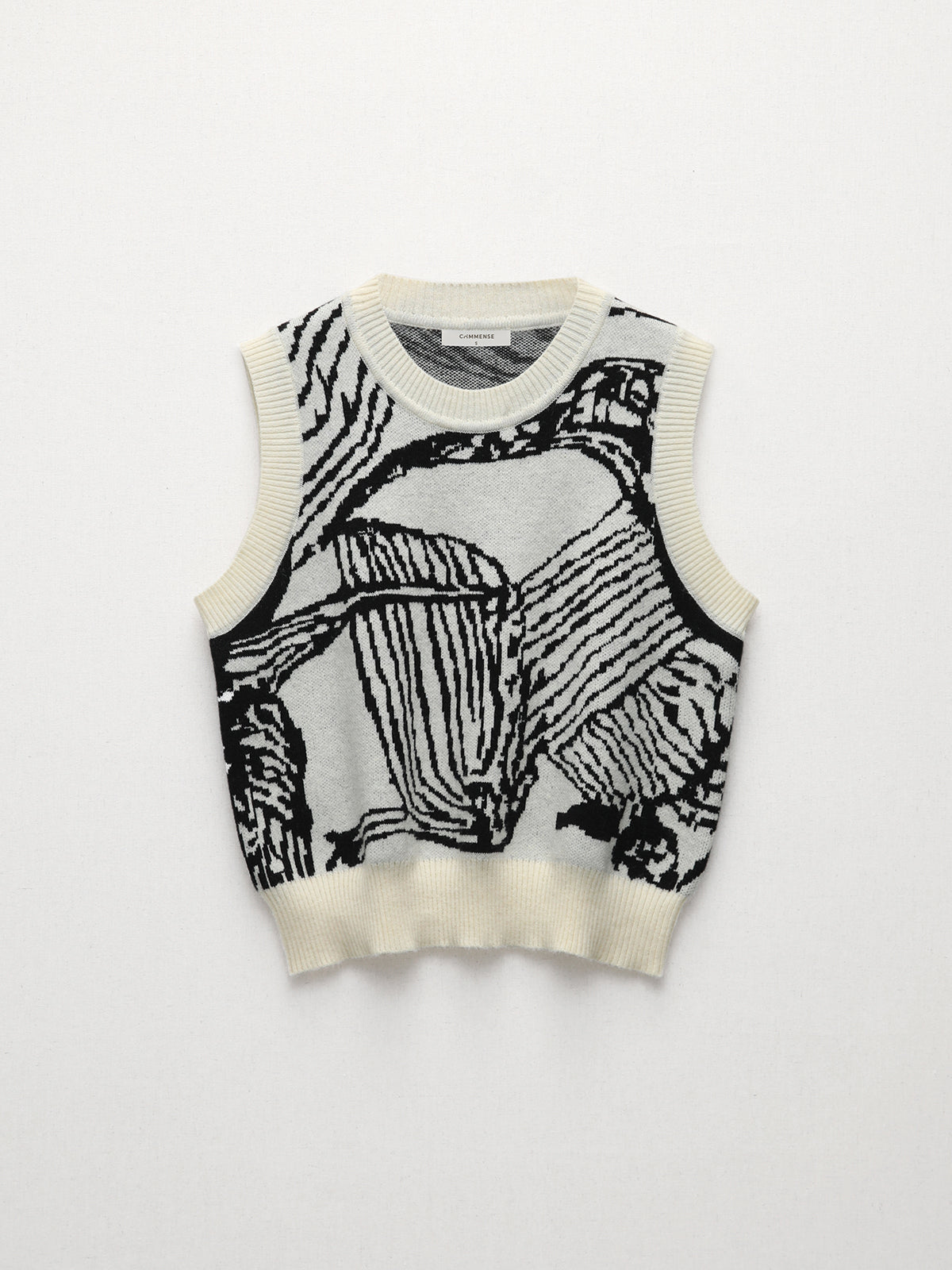 Contrast Trim Floral Sweater Vest Apricot