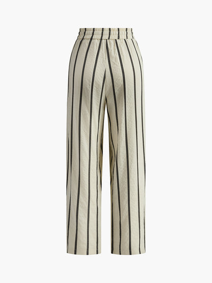 CAPRI | STRIPED DRAWSTRING PANTS BEIGE