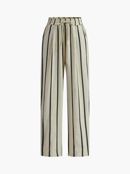 CAPRI | STRIPED DRAWSTRING PANTS BEIGE