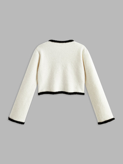 MADELEINE | BOUCLÉ TRIM CROP CARDIGAN