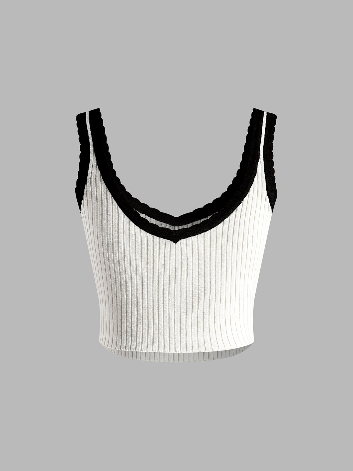 Contrast Trim Bow Crop Sweater Vest White