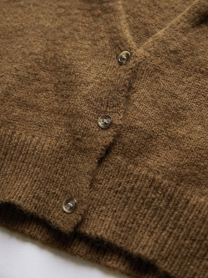 TERRA | CAMP COLLAR CROP CARDIGAN BROWN