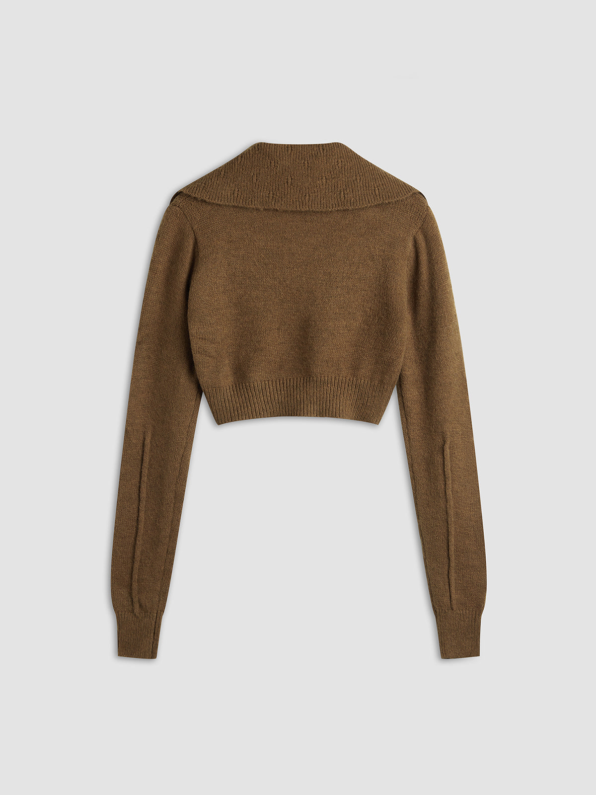 TERRA | CAMP COLLAR CROP CARDIGAN BROWN
