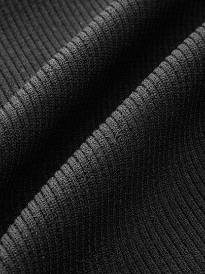 Denim Collar Ribbed Sleeveless Top Black