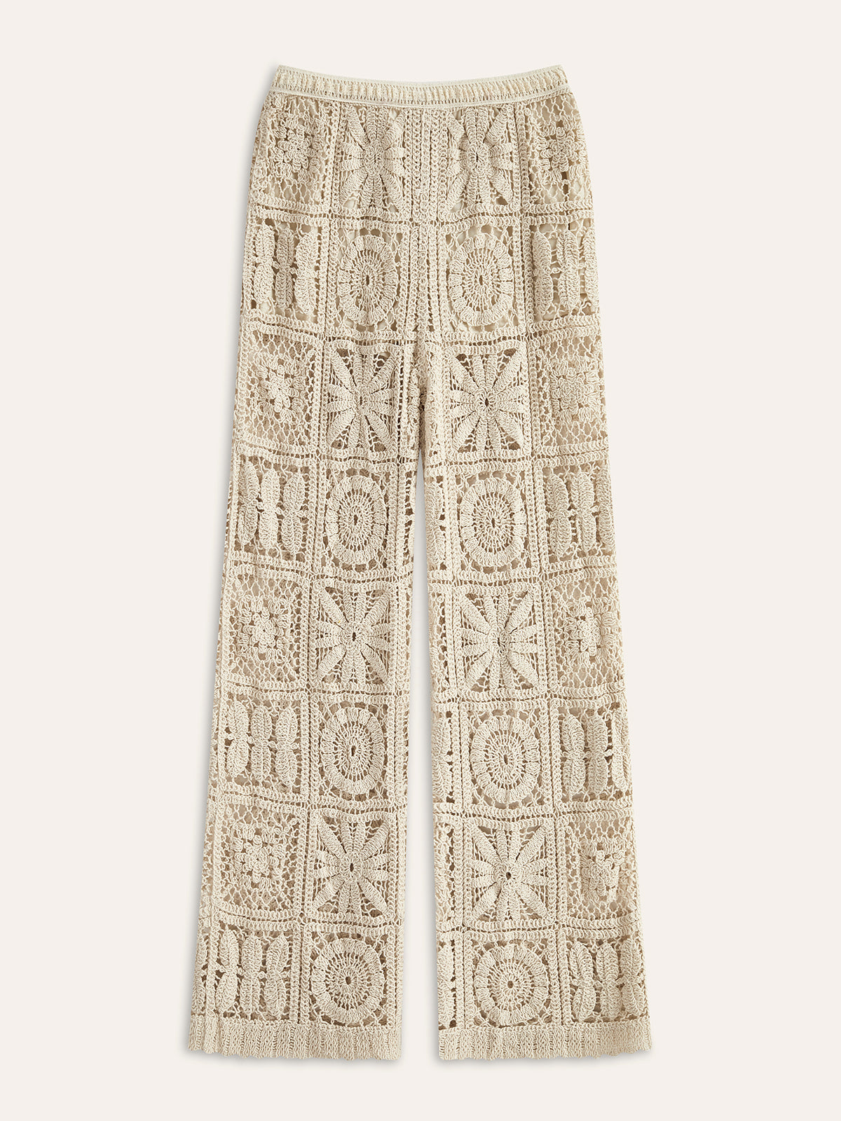 AMALFI | CROCHET WIDE LEG PANTS BEIGE