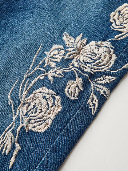 VERONA | FLORAL EMBROIDERED FLARED JEANS