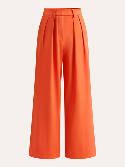 ROMA | PLEATED WIDE LEG PANTS Orange