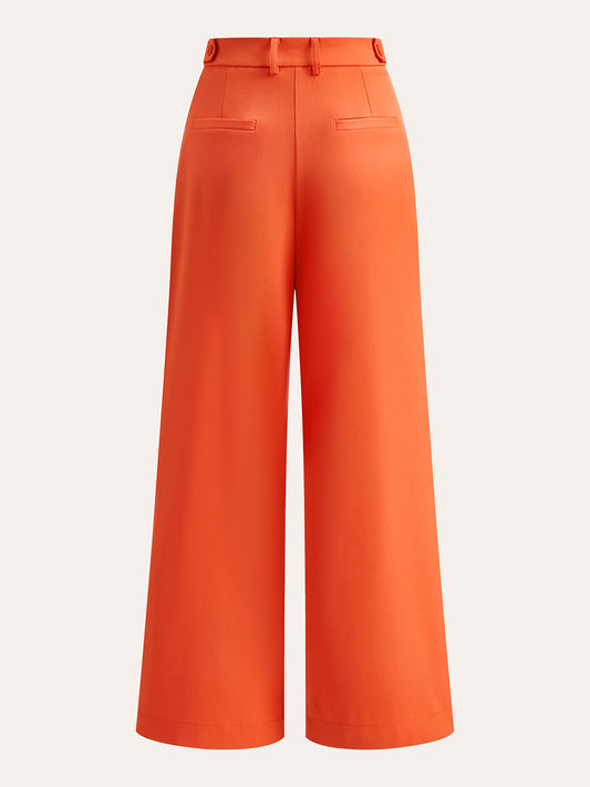ROMA | PLEATED WIDE LEG PANTS Orange