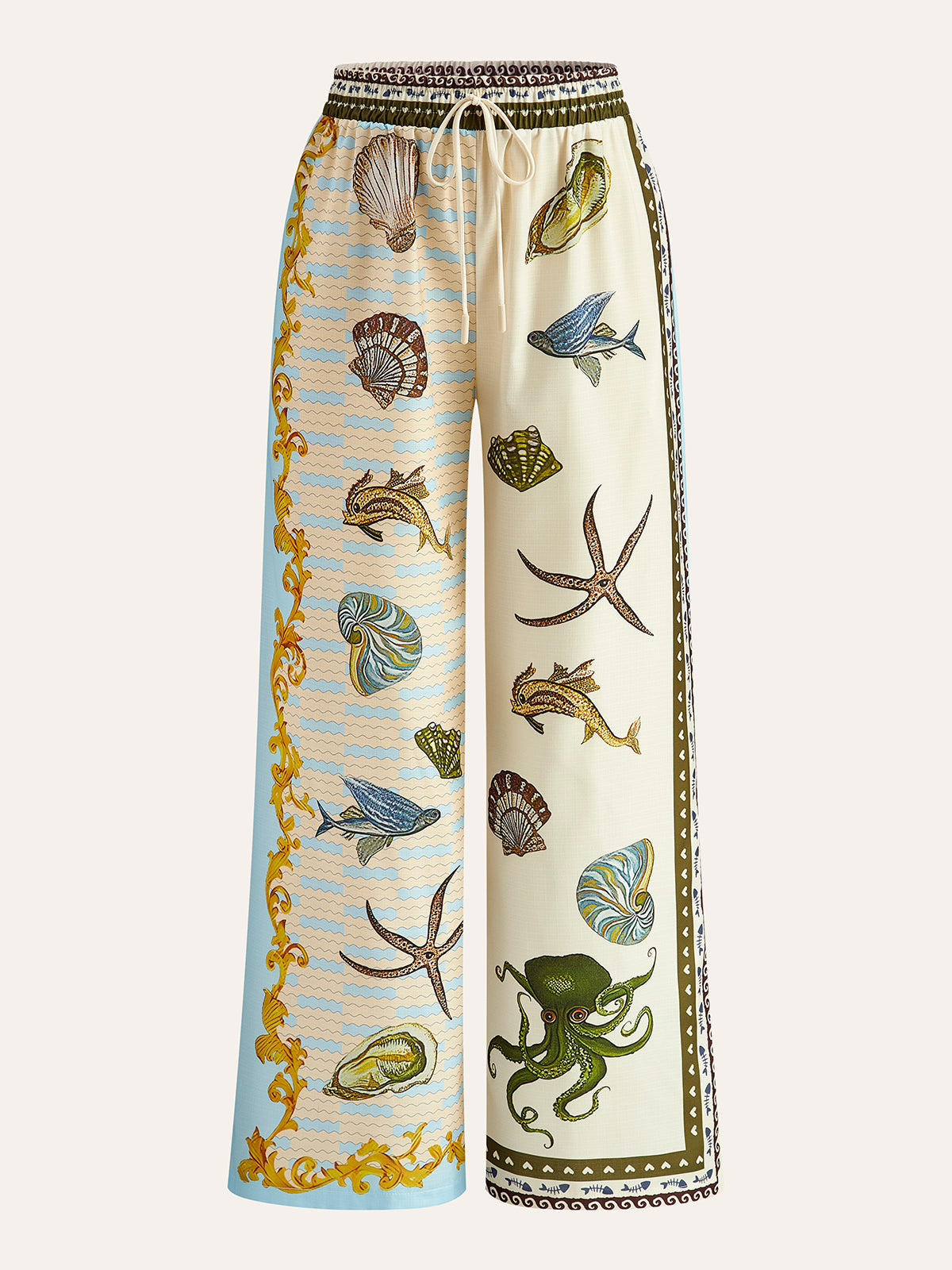 Printed Shirt With Drawstring Pants Set Multicolor