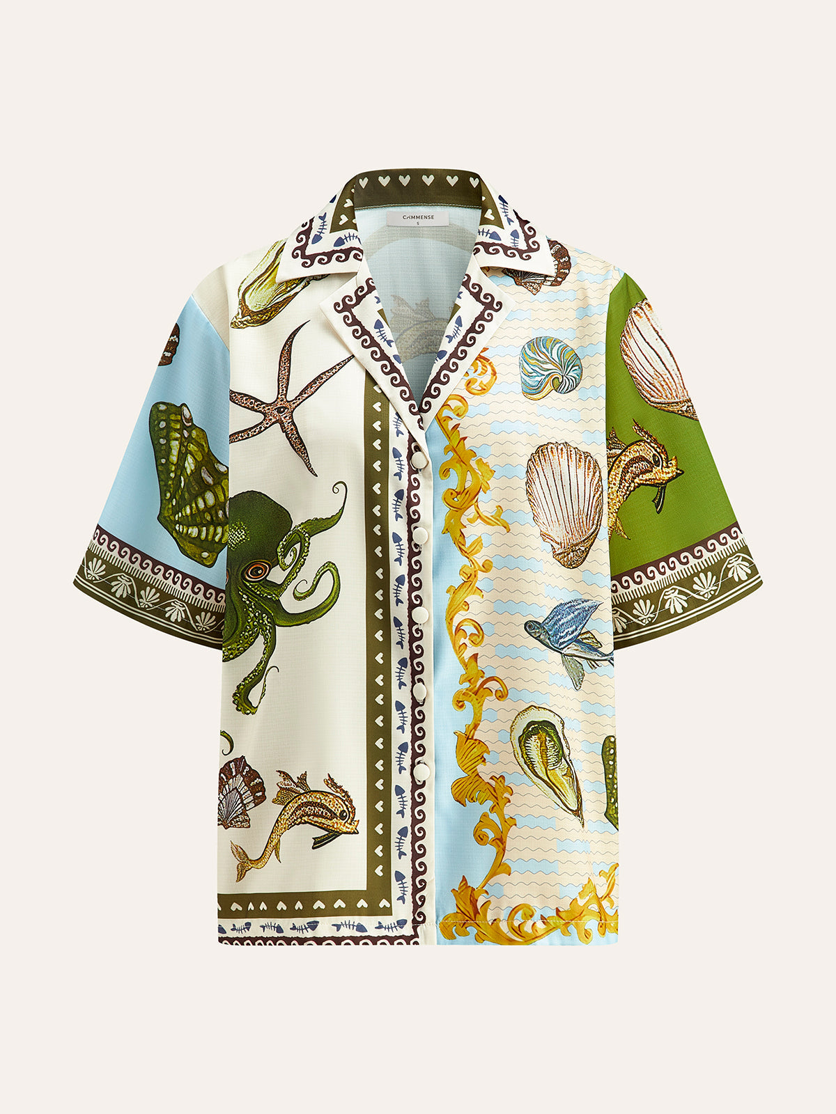 Printed Shirt With Drawstring Pants Set Multicolor