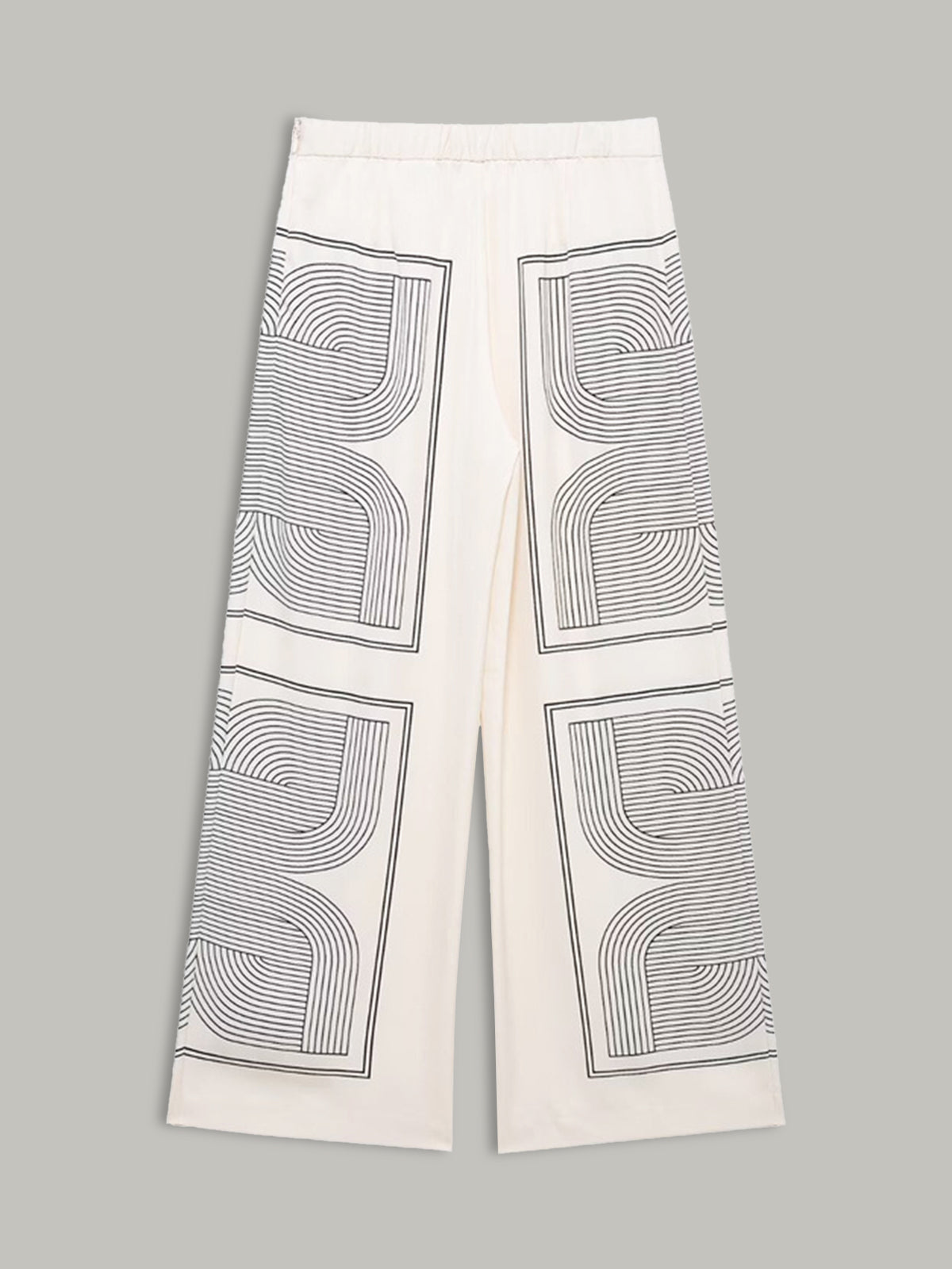 RAVENNA | GEOMETRIC WIDE LEG PANTS OFF-WHITE