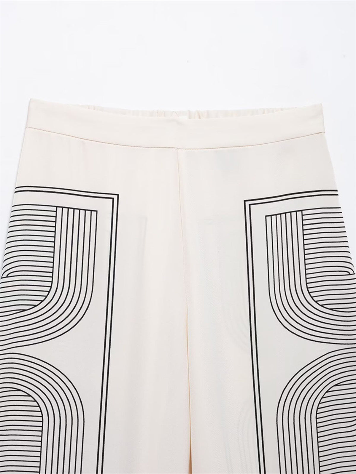 RAVENNA | GEOMETRIC WIDE LEG PANTS OFF-WHITE