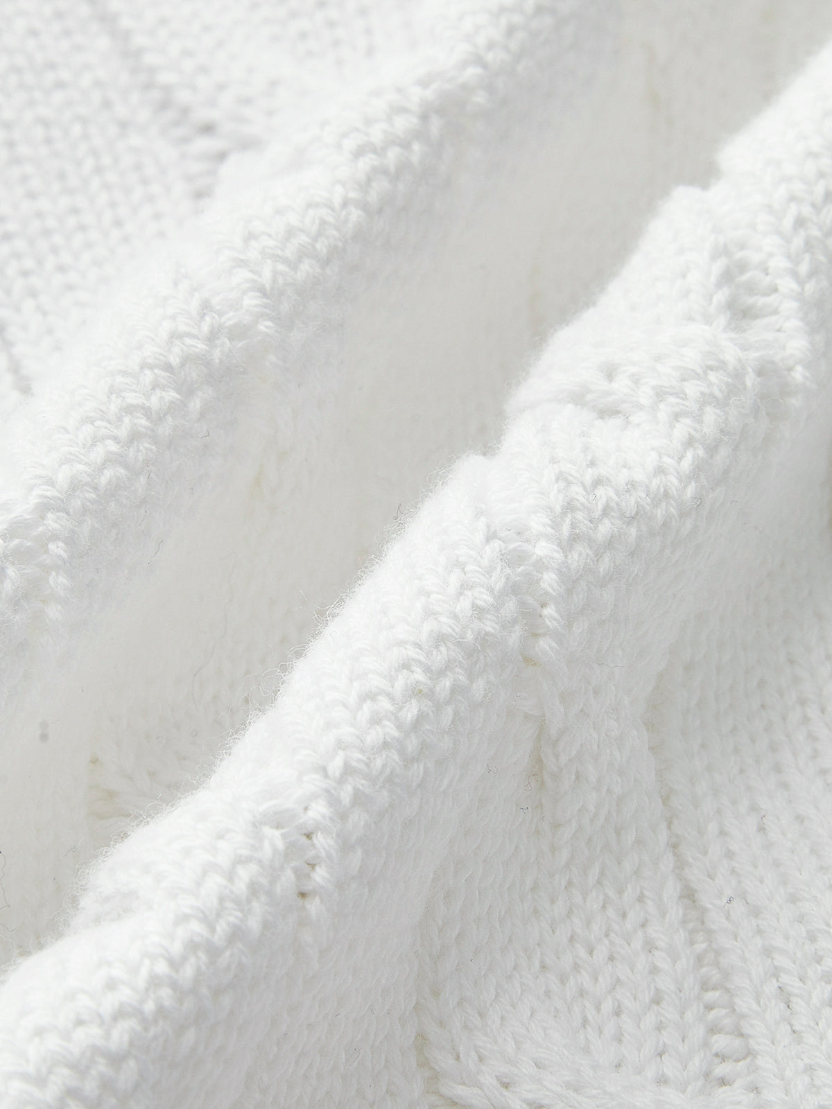 Cotton Denim Collar Knit Top White