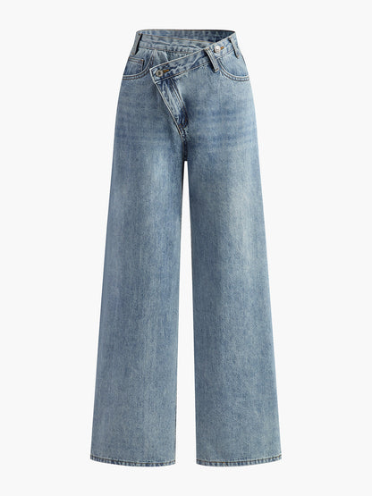 ROMA | ASYMMETRIC WAIST WIDE LEG JEANS