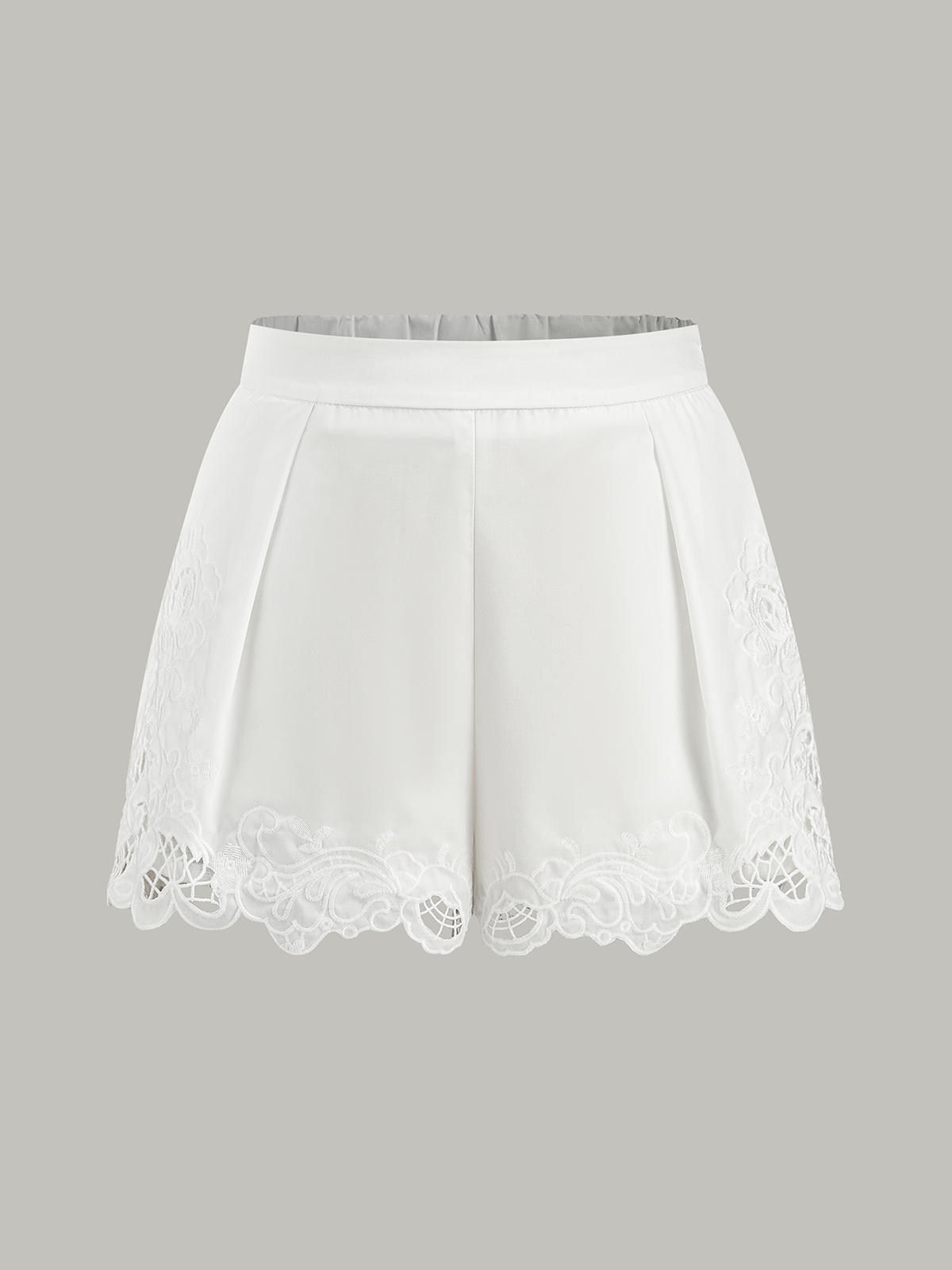 ELARA LACE HEM SHORTS WHITE
