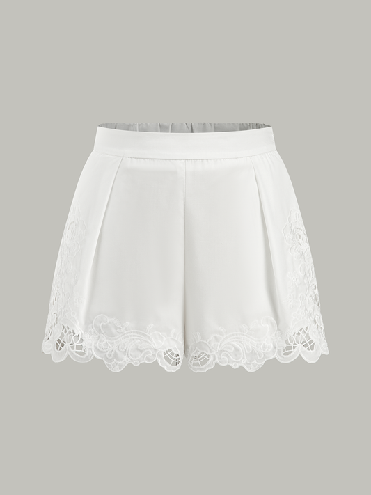 ELARA LACE HEM SHORTS WHITE