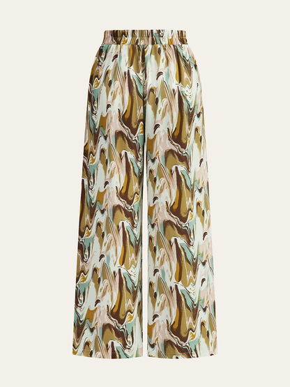 CAPRI | MARBLE PRINT WIDE LEG PANTS