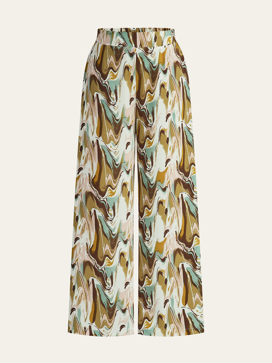 CAPRI | MARBLE PRINT WIDE LEG PANTS