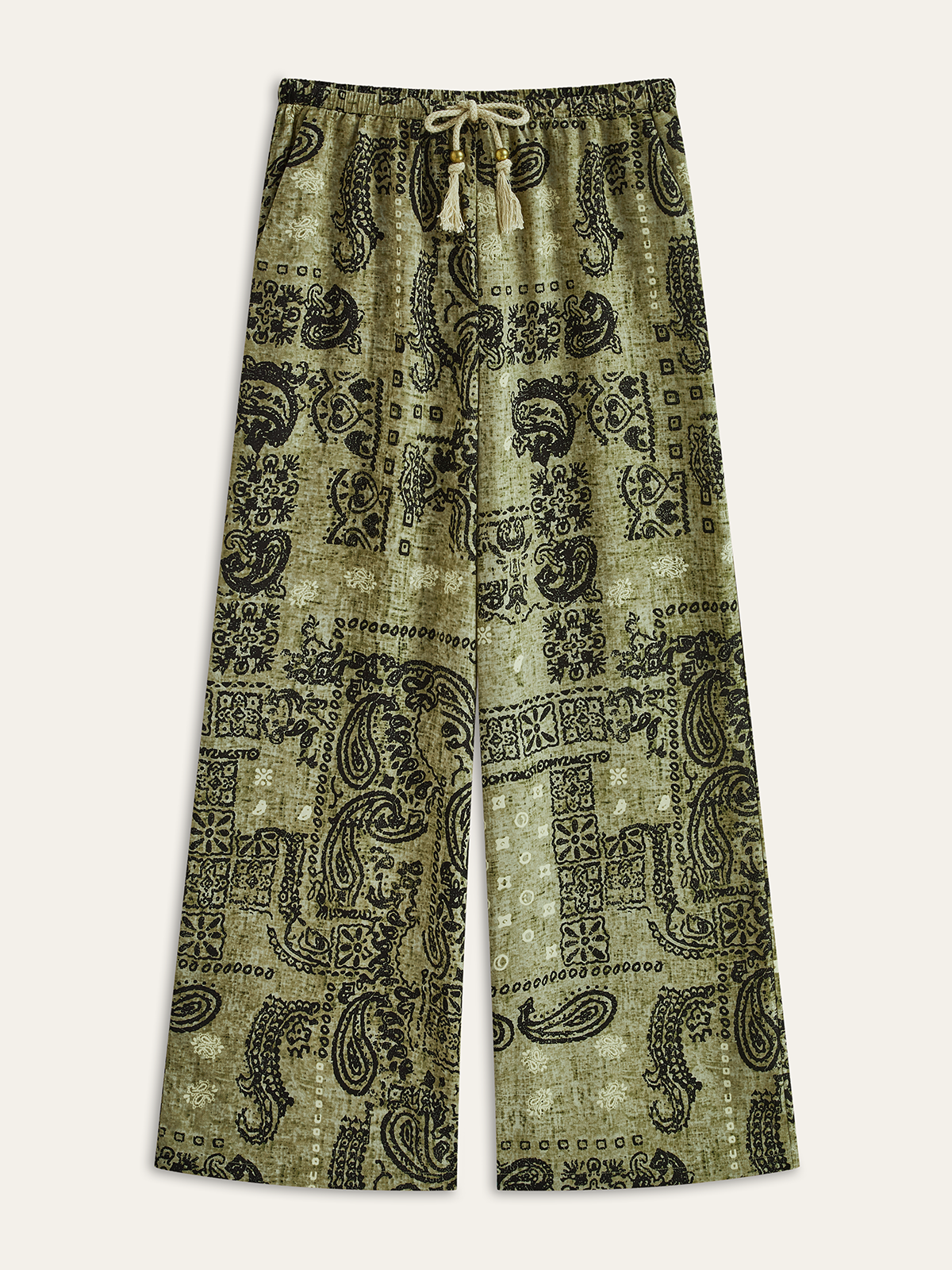 PALERMO | PAISLEY DRAWSTRING PANTS GREEN