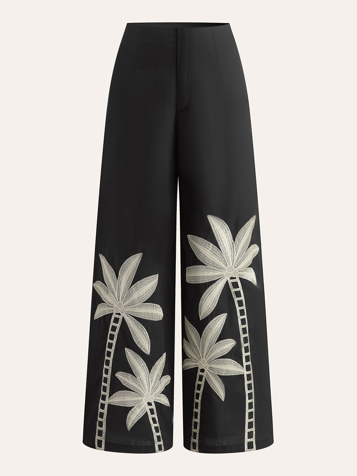HAVANA | PALM EMBROIDERED PANTS BLACK