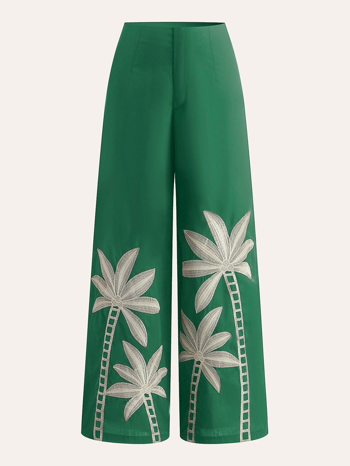 HAVANA | PALM EMBROIDERED PANTS GREEN
