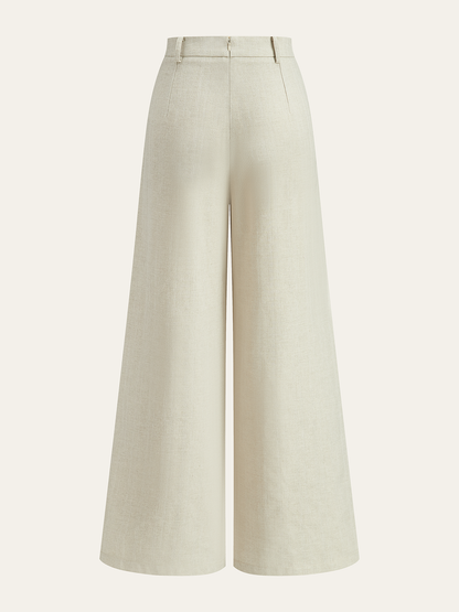 FIRENZE | PLEATED WIDE LEG PANTS BEIGE