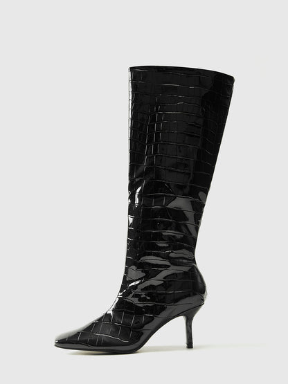 ECLISSE | CROC PATENT KNEE BOOTS
