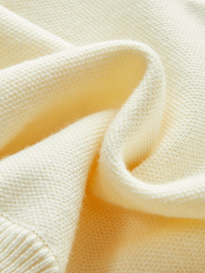 Denim Collar Cinched Knit Top White