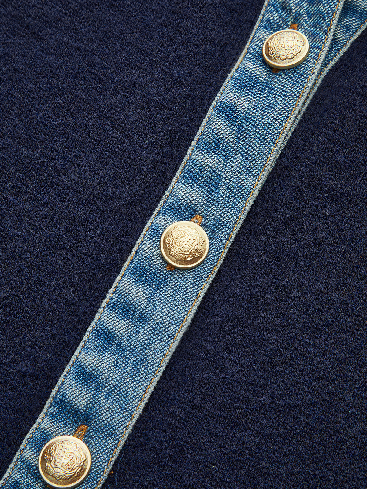 Denim Collar Buttoned Sweater Blue