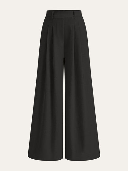 FIRENZE | PLEATED WIDE LEG PANTS BLACK