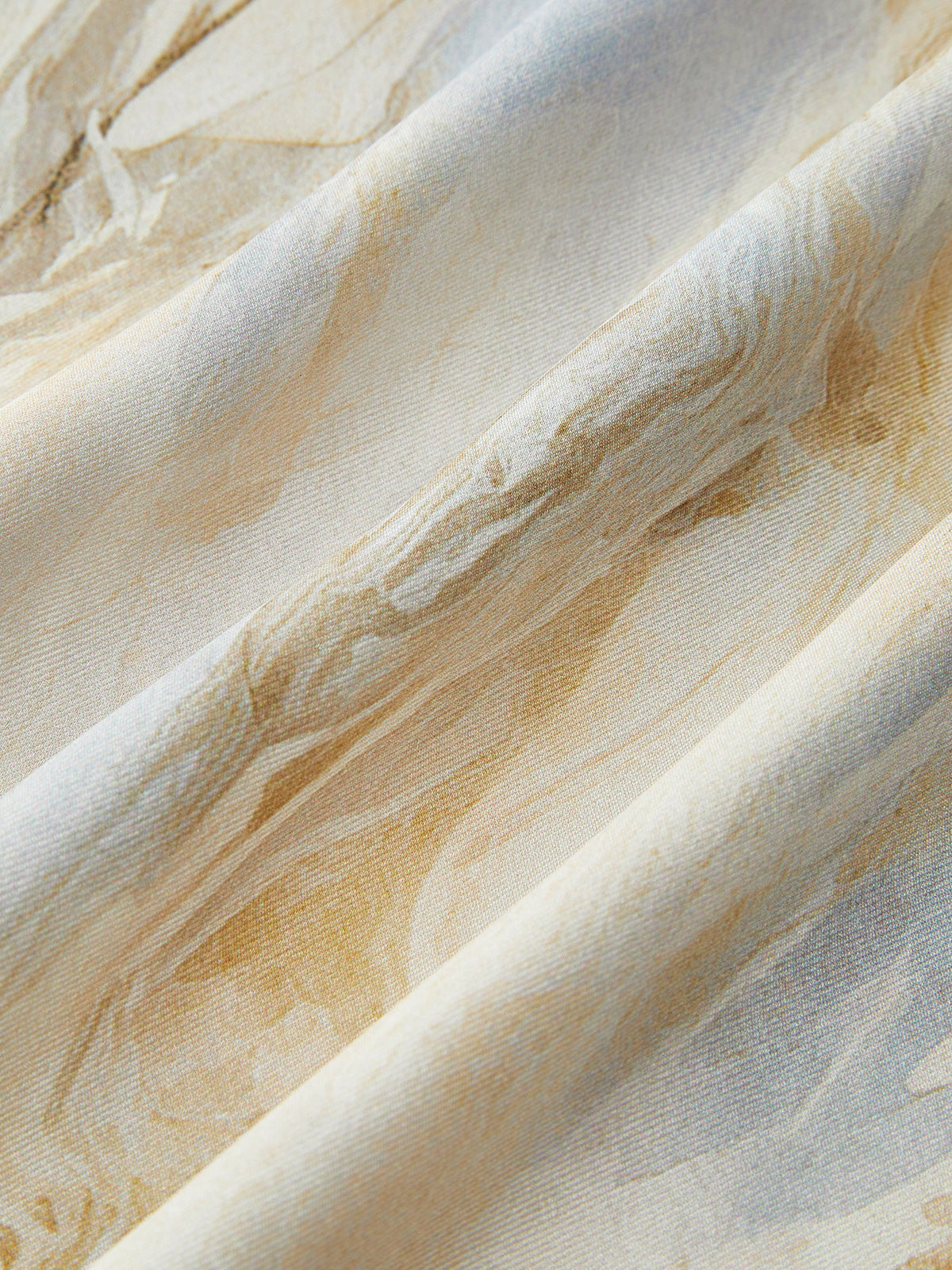 Semi-Sheer Marble Print Straight-Leg Pants Apricot