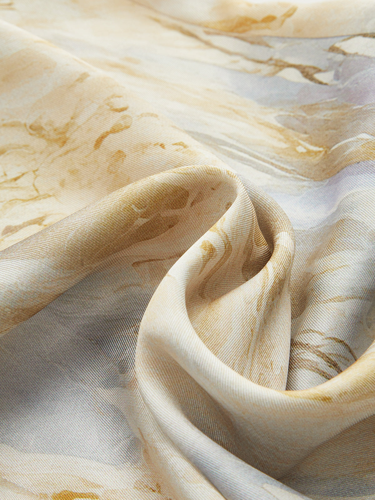 Semi-Sheer Marble Print Straight-Leg Pants Apricot