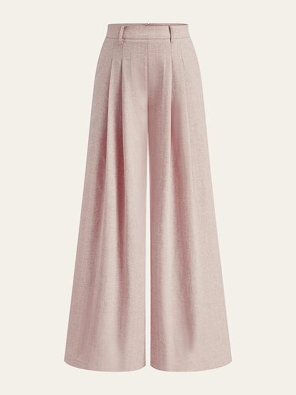 FIRENZE | PLEATED WIDE LEG PANTS PINK