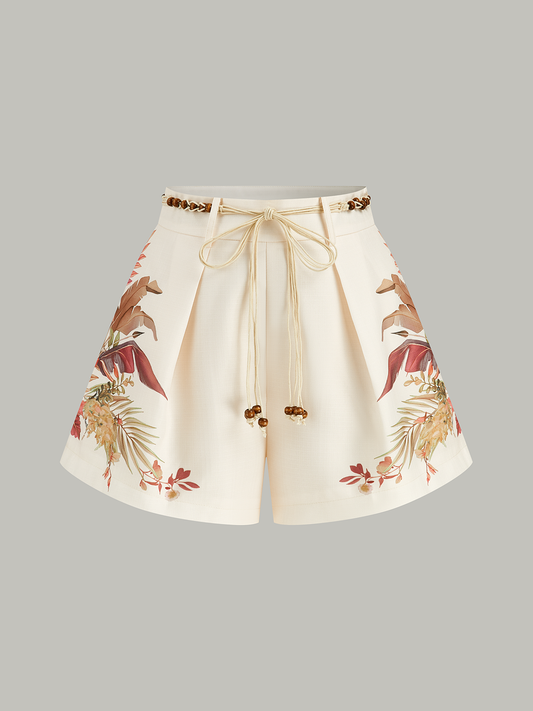 SOLANA | PRINTED TIE WAIST SHORTS APRICOT