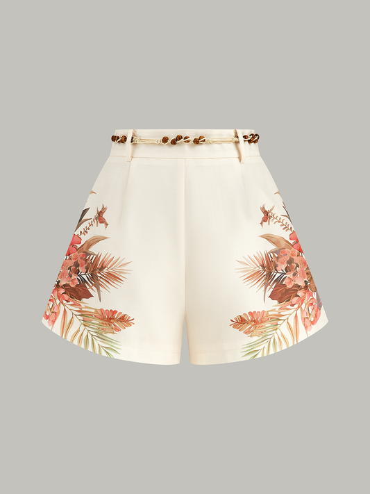 SOLANA | PRINTED TIE WAIST SHORTS APRICOT