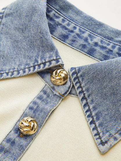 AURELIA | DENIM COLLARED KNIT SWEATER BURGUNDY