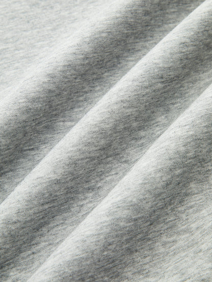 Denim Collar Metal Button Polo Sweatshirt Grey