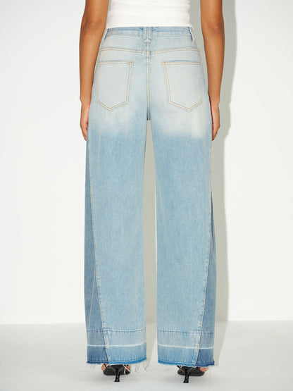 VERONA | LIGHT WASH PANELLED WIDE LEG JEANS