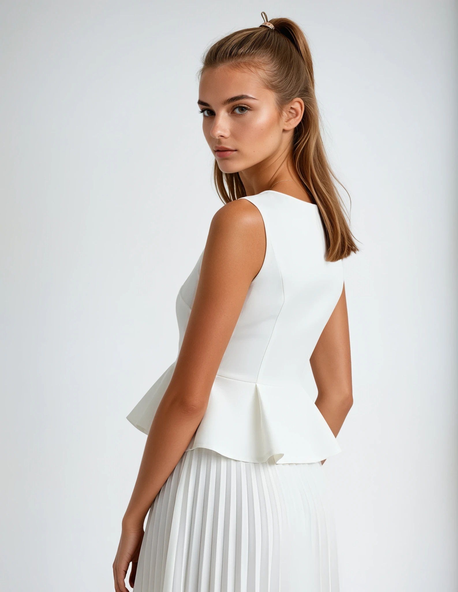 VERONA | PLEATED DRESS WHITE