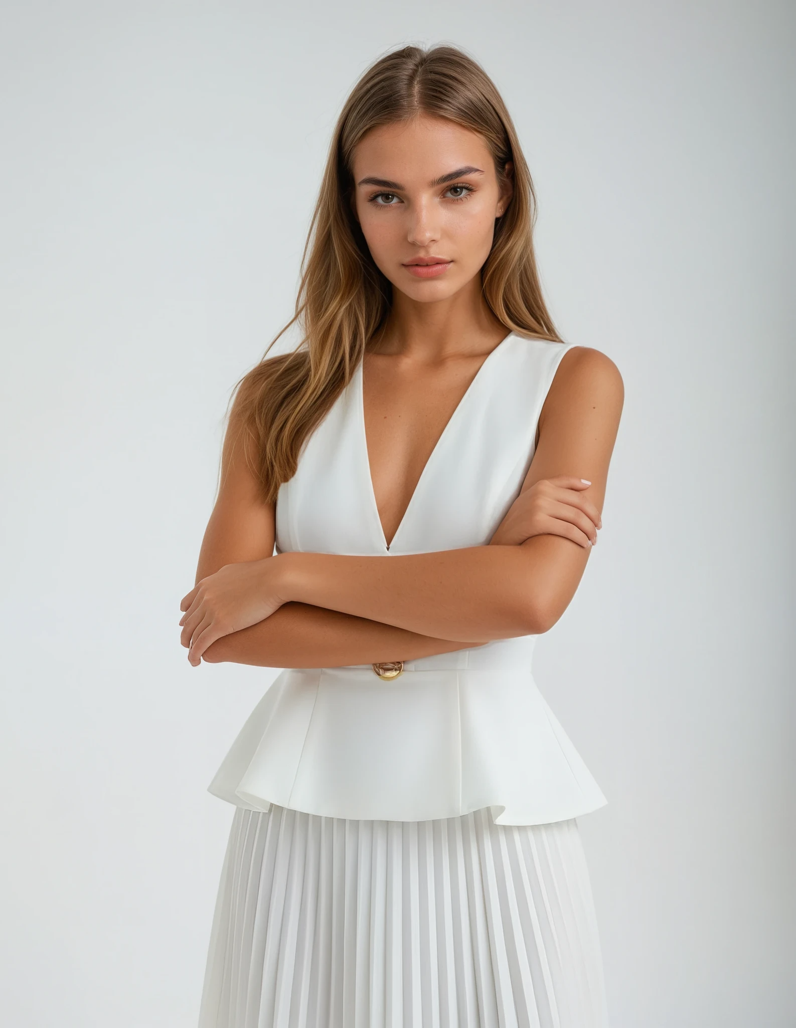 VERONA | PLEATED DRESS WHITE