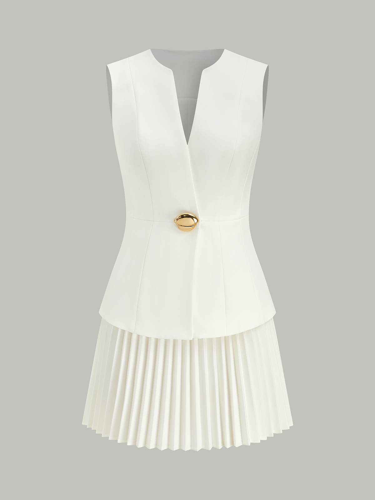 VERONA | PLEATED DRESS WHITE