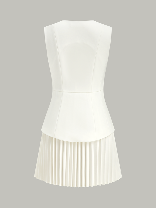 VERONA | PLEATED DRESS WHITE