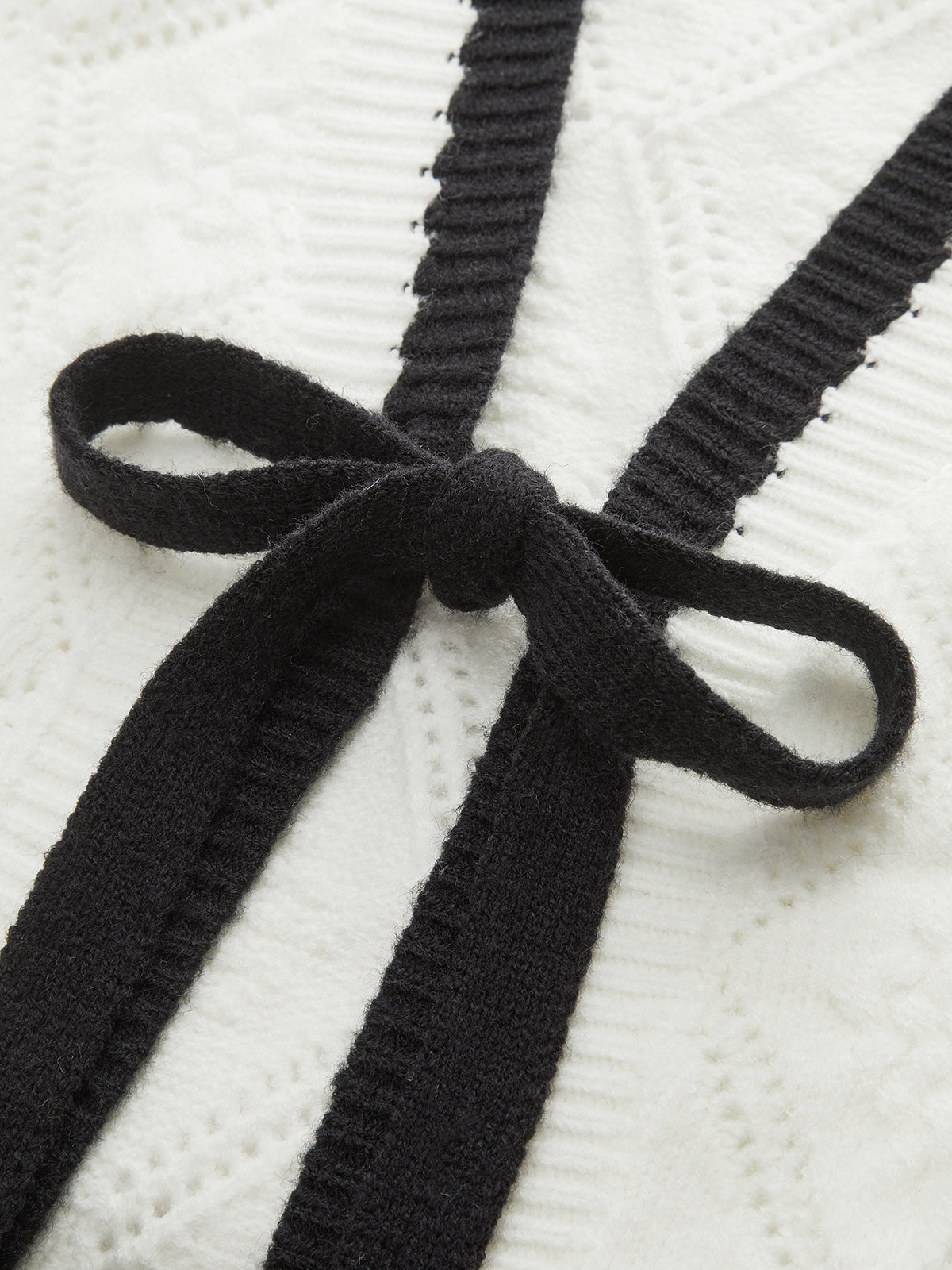 OPALINE | CONTRAST BOW CARDIGAN WHITE