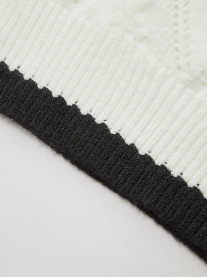 OPALINE | CONTRAST BOW CARDIGAN WHITE