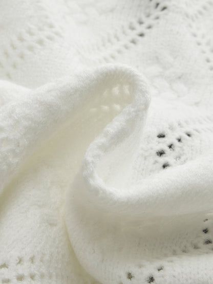 OPALINE | CONTRAST BOW CARDIGAN WHITE