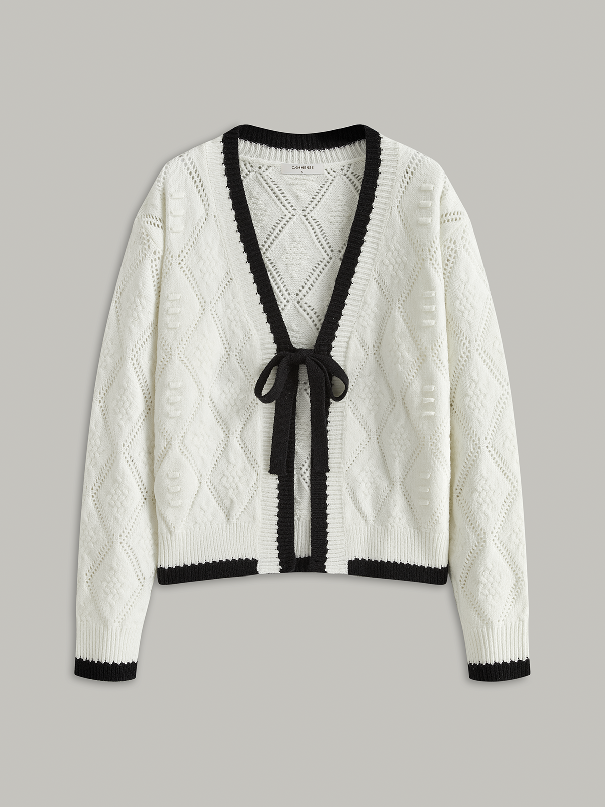 OPALINE | CONTRAST BOW CARDIGAN WHITE