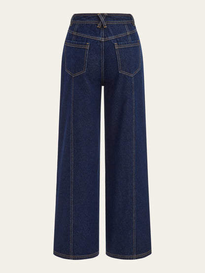 VERONA | GOLD BUTTON WIDE LEG JEANS