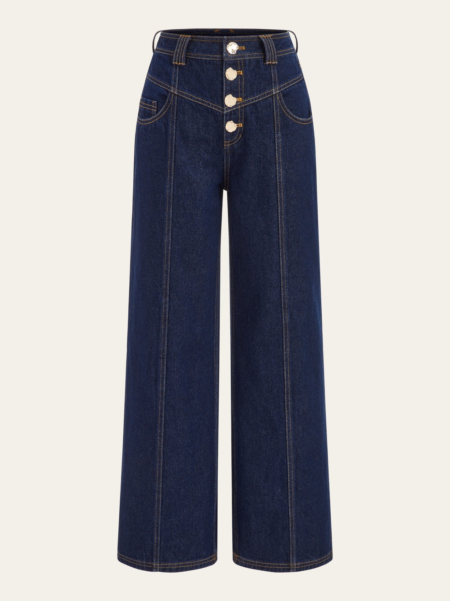 VERONA | GOLD BUTTON WIDE LEG JEANS