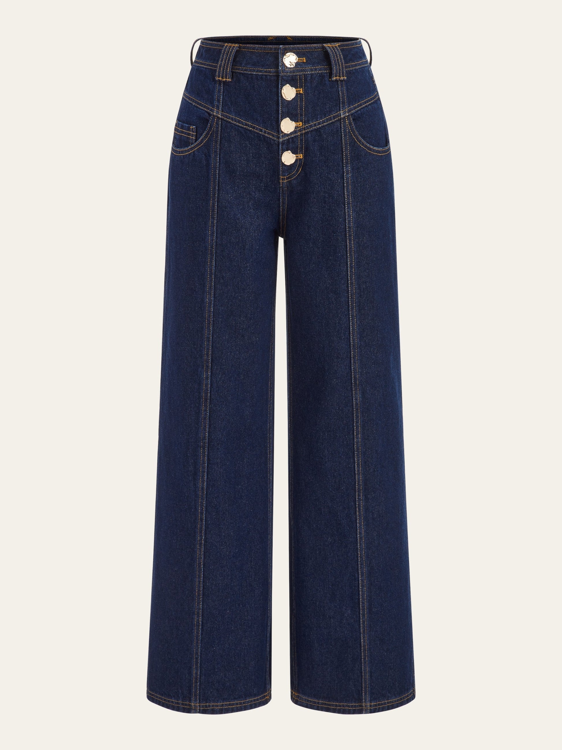 VERONA | GOLD BUTTON WIDE LEG JEANS