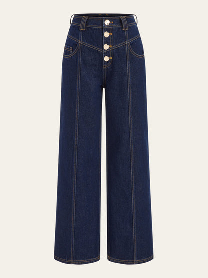 VERONA | GOLD BUTTON WIDE LEG JEANS